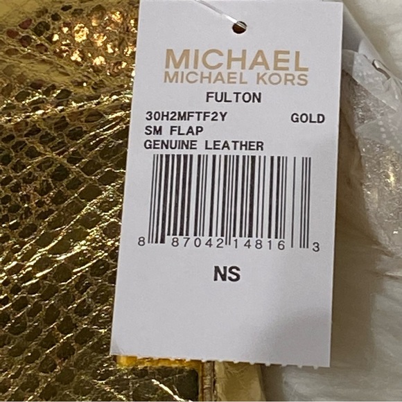 Michael Kors Metallic Gold Leather Flap Purse NWT - Picture 11 of 16